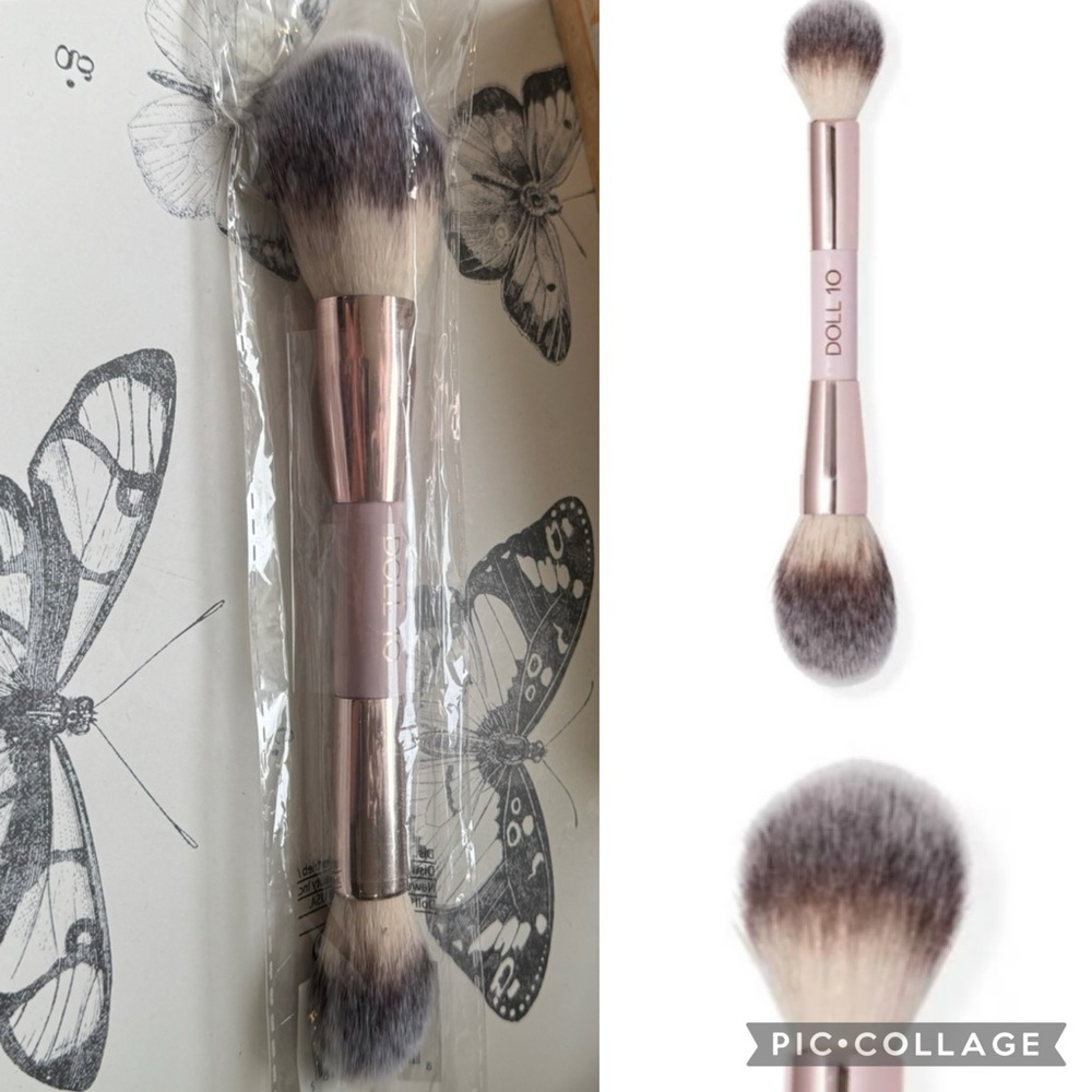 Doll 10 Dual Ended Powder Brush Vegan Makeup Brush New Sealed Ultra Soft - Picture 3 of 9